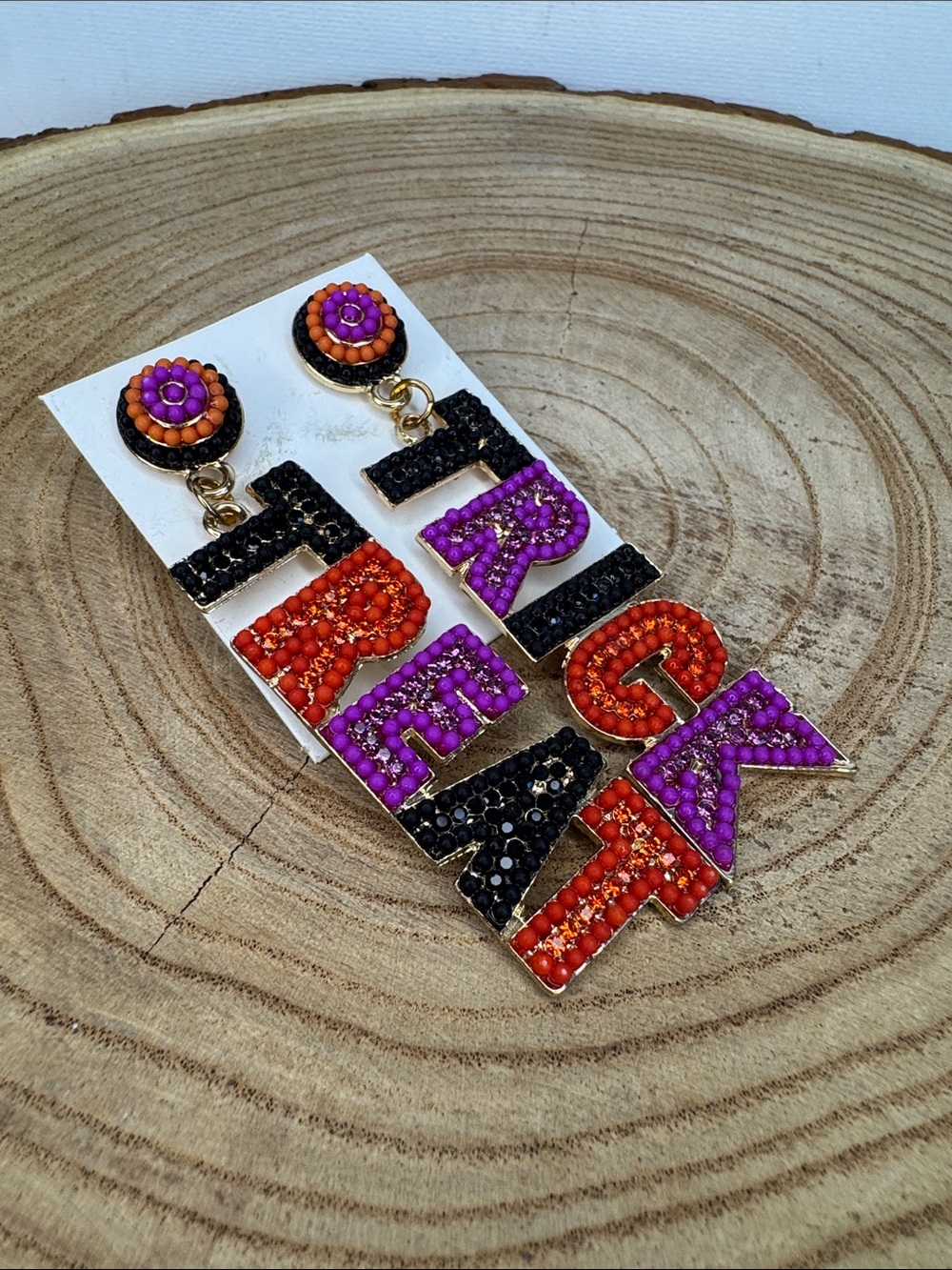 TRICK TREAT Seed Bead Halloween Earrings